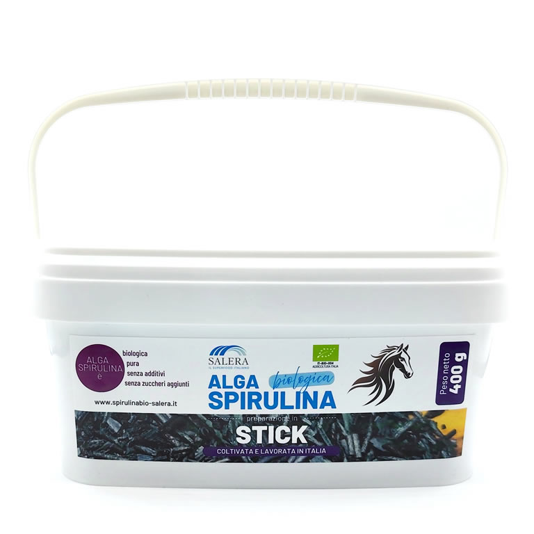 STICK DI ALGA SPIRULINA BIOLOGICA PER CAVALLI 400G