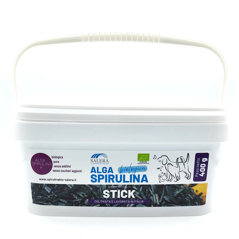 STICK DI ALGA SPIRULINA BIOLOGICA PER ANIMALI 400G